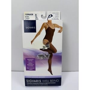 Sigvaris Sheer 15-20 Thigh High Size A Compression Stockings Suntan 120NA36 New